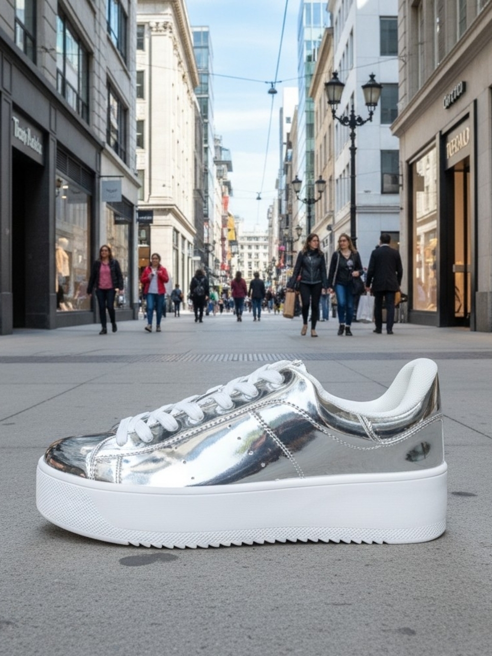 Hero By J. Adams Silver Metallic Platform Sneaker